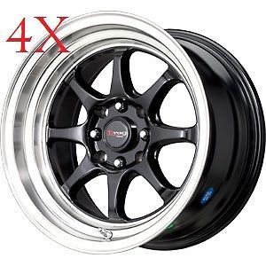 Drag Wheels DR 54 15x8.25 4x100 4x114 +15 Black Rims Prelude Accord