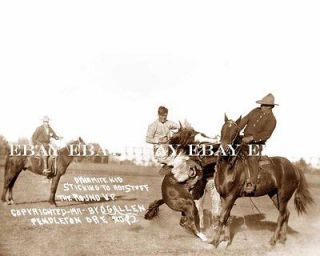 1911 COWBOY DYNAMITE KID ON HORSE BRONCO HOT STUFF RODEO ROUND UP