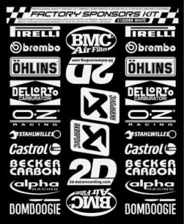BMW S1000RR SPONSOR ,DECALS/STICKE RS IN WHITE BMW S1000RR STICKERS