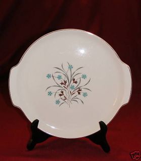 FRENCH SAXON CHINA STAR FLOWER HANDLED CAKE PLATE