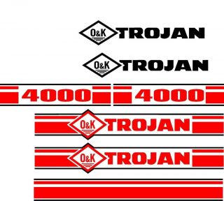 New Trojan Wheel Loader 4000 Black & Red Decal Set with O & K Decals