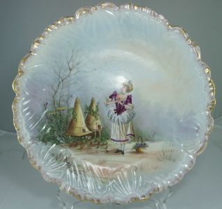 ANTIQUE LIMOGES CABINET PLATE,CHARGER HAND PAINTED VICTORIAN WOMAN
