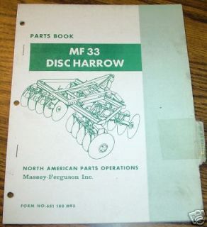 Massey Ferguson MF 33 Disc Harrow Parts Catalog book