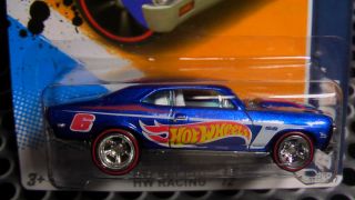 Hot Wheels Racing 2012 68 Chevy Nova Wheels Rubber Tires Red Line New