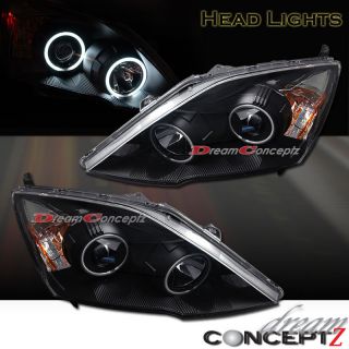 2007 2010 11 Honda CRV Dual CCFL Halo Rims Projector Headlights Black