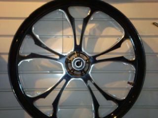 Custom Wheels 2 Black Billet Rims 2 Rotors Pulley for Harley