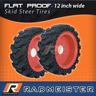 FLAT PROOF solid skid steer 12 inch tires wheels for Bobcat loaders