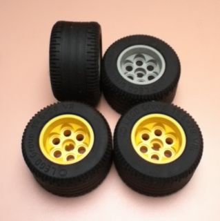 Lot of 4 Lego Wheels Size 49 6x28 VR Yellow and Grey