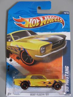 Hot Wheels Car Yellow 65 Ford Mustang Heat Fleet 11 Brand New Mint