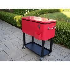 80 Quart Party Cooler Rolling Patio Ice Chest Steel Cart Outdoor