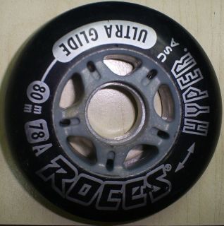 Roces Hyper Speed Inline Skate Wheels Ultra Glide Black 80mm 78A