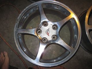 Corvette Polished Thin Spoke Wheel Rim W/ center caps Front 17 97 04