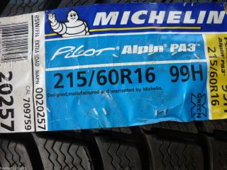 New 215 60 16 Michelin Pilot Alpin PA3 Snow Tire