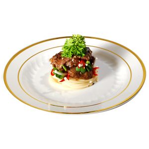  Plastic China 7 Salad Plate GOLD Rim Masterpiece Like Wedding Party