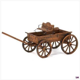  Western Backboard Style Wagon Cart Rolling Wheels Garden Patio Decor