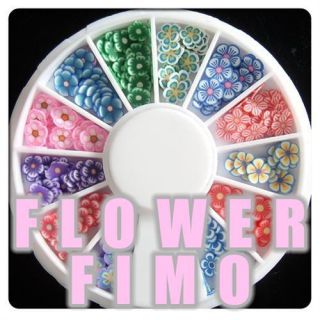 New 120 Pcs 3D Flower Fimo Nail Art Tips UV Acrylic Decoration Wheel