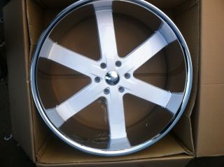 28 Gloss White Rims Chrome Lip Tires 6x139 Yukon Denali GMC Titan QX