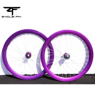 Deep 50mm Wheels Front Rear Rims Purple w Twisted White Spokes