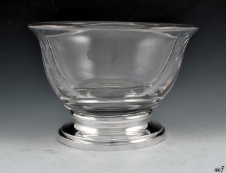 Vintage Glass Divided Bowl Dish w Sterling Rim Blackinton Co