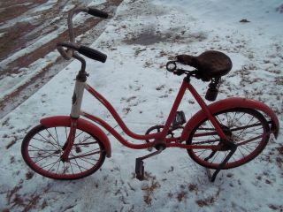 1920s 30s ROLLFAST CHILDS BICYCLE W HORSEHAIR SEAT SOLID RUBBER WHEELS