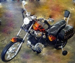 Flame Electric Power Ride on Toy Motorcycle Harley Wheels Bike