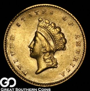 1855 1 Princess GOLD Dollar Piece UNCIRCULATED Details Small Rim Nick