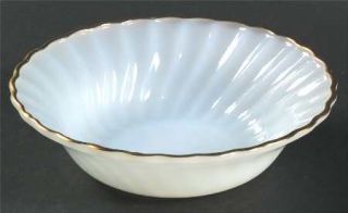 Anchor Hocking White Swirl Gold Rim Cereal Bowl Dishes Plate