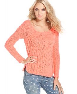 Free People Sweater, Long Sleeve Scoop Neck Cable Knit Top