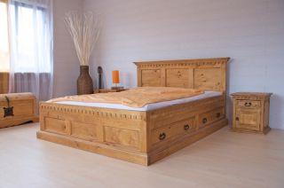 Bett 180 x 200 Schlafzimmer Mexiko massiv Holz Pinie
