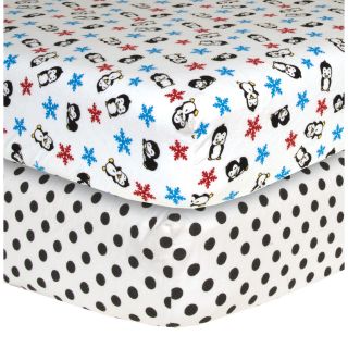 Trend Lab Penguin Flannel Crib Sheets (pack Of 2)