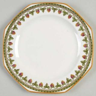 Wedgwood Strawberry Fruit Octagonal Salad Plate, Fine China Dinnerware   Pink &