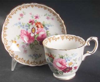 Crown Staffordshire EnglandS Bouquet Footed Cup & Saucer Set, Fine China Dinner