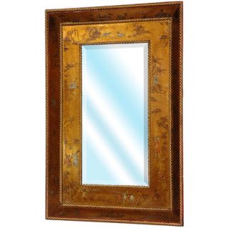 Oriental Furniture Wide Wall Mirror in Antique Gold Leaf Lacquer LQ MIR1 GLD