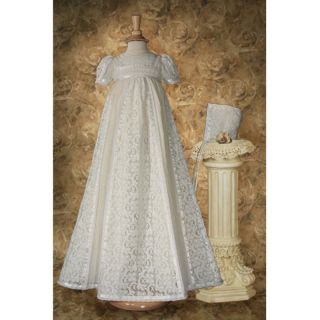 Little Things Mean a Lot Keely Ivory Victorian Lace Christening Gown with