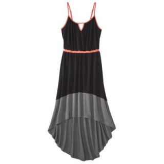 Merona Womens Knit Colorblock High Low Hem Dress   Black/Gray   S