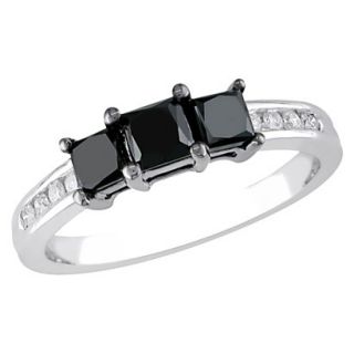 1 Carat Black and White Diamond in 10K White Gold Engagement Ring