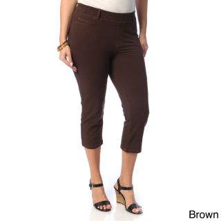 La Cera Womens Plus Size 5 pocket Denim Capri Pants