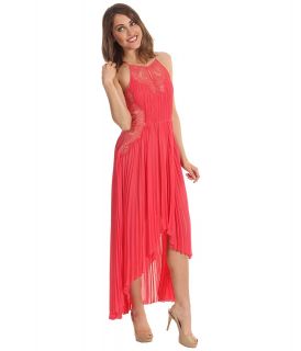 BCBGMAXAZRIA Maryella Pleated High Low Dress Womens Dress (Red)