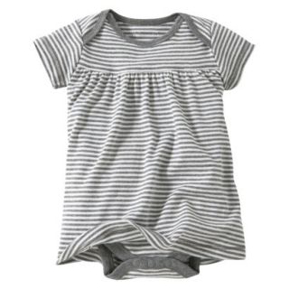 Burts Bees Baby Newborn Girls A Line Striped Bodysuit Dress   Grey 0 3 M