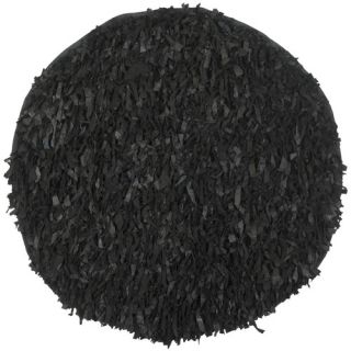 Safavieh Leather Shag Black Rug LSG421A Rug Size Round 4