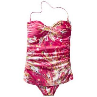Clean Water Womens 1 Piece Floral Print Swim Dress  Pink XS