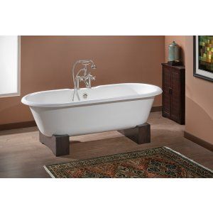 Cheviot 2126 WW 7 NB Regal Cast Iron Bathtub With Wooden Base And Flat Area For