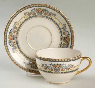 Lenox China Golden Gate (Gold Trim) Flat Cup & Saucer Set, Fine China Dinnerware