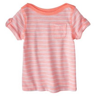 Cherokee Infant Toddler Girls Striped Short Sleeve Tee   Moxie Peach 2T