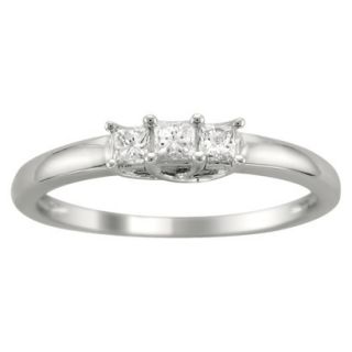 14K White Gold 1/4ctw 3 Stone Princess cut Diamond Ring (HI, I1) Size 5.5