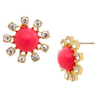 Button Earrings   Gold/Pink