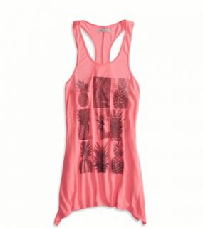 Neon Pink AE Graphic Tank Beach Cover Up, Womens M