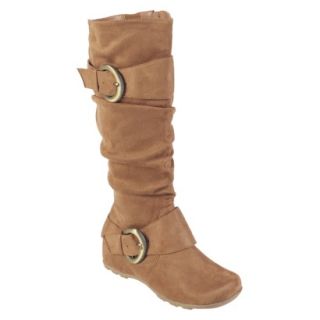 Journee Collection Womens Buckle Accent Mid calf Boots Camel  7