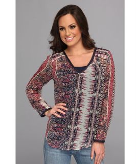 Lucky Brand Concord Paisley Top Womens Blouse (Blue)