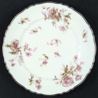 Haviland Poppy Dinner Plate, Fine China Dinnerware   France, Pink Flowers, Gold